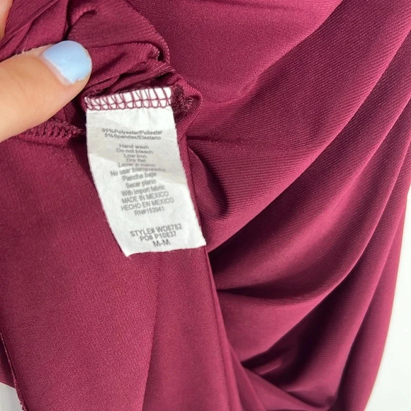 Timing Dark Boysenberry Bodycon Midi Dress - Size Medium - NWT - Deep V Neck - Picture 11 of 11